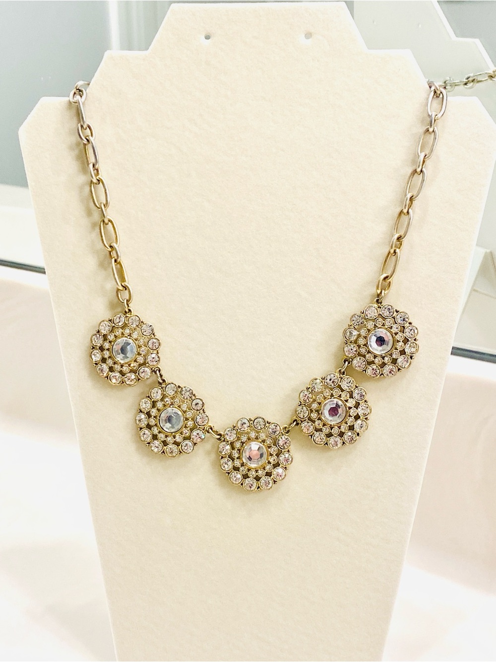 J. Crew Gold-Tone Clear Crystal Flower Cluster Necklace